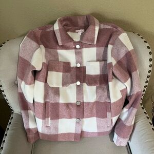 Pink Lily Pink and White Plaid Jacket